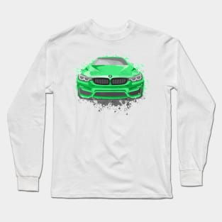 Green Sports Car Illustration in Watercolor style Long Sleeve T-Shirt